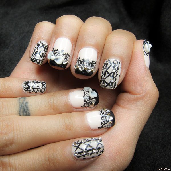 Lace & Corset Manicure from Milly's Hair Lashes Nails | The Moonberry Blog