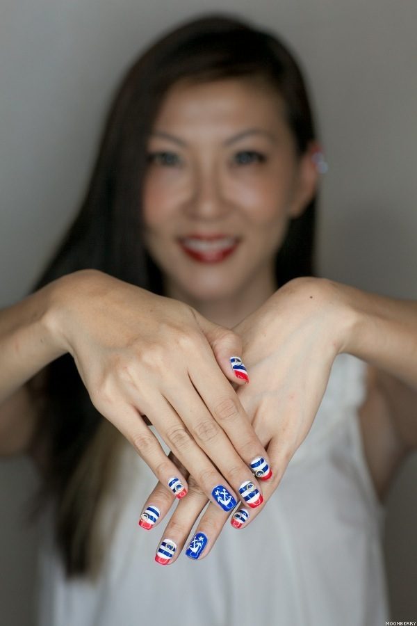 Milly's Hair Lashes Nails Nautical Nail Design by Singapore Best Lifestyle Fashion Blog Moonberry.com
